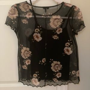 Floral tshirt with built-in camisole